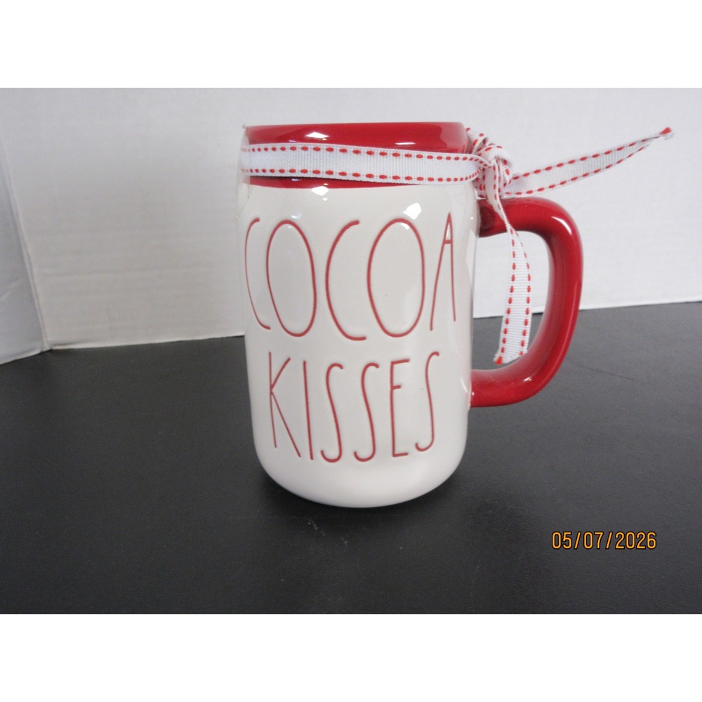 Rae Dunn Cocoa Kisses Mug Red White Artisan Collection Magenta Christmas Holiday